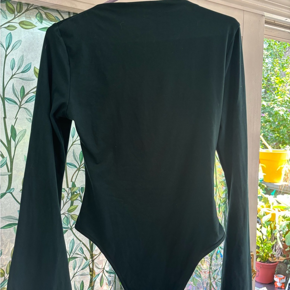 SHEIN Elegant Dark Green Long Sleeve‎ Bodysuit